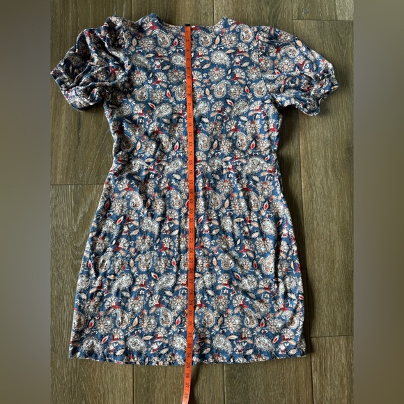 Boden Blue Paisley 100% cotton V neck short shift dress sz 14R - Picture 6 of 12